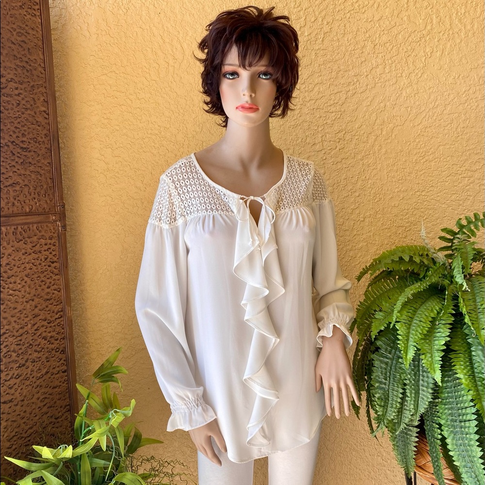 Relativity brand sheer white top. NWT
